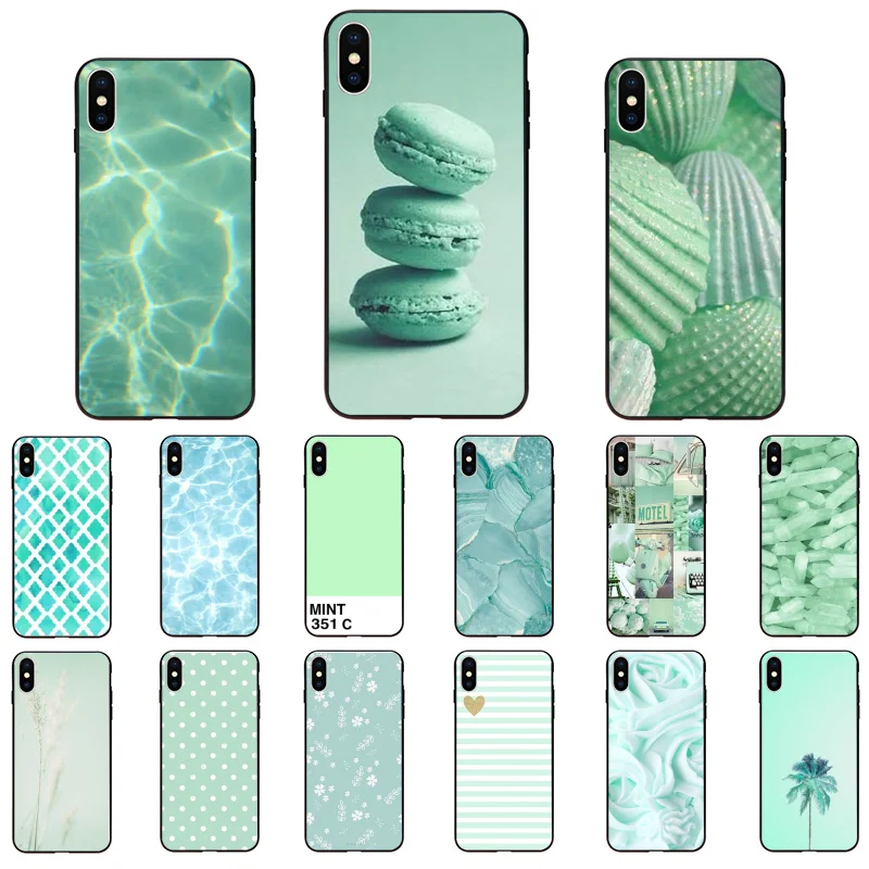 

Fashion Mint Green Art Phone Case For iphone 12 11 Pro Max Case For iPhone 11 12 mini XS MAX X XR SE2 8 7 6S Plus Case