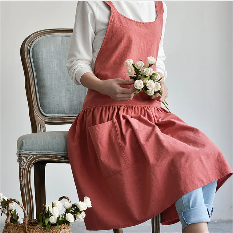 Saim домашней кухни цветочный фартук из хлопка и льна кухонный для кафе женское