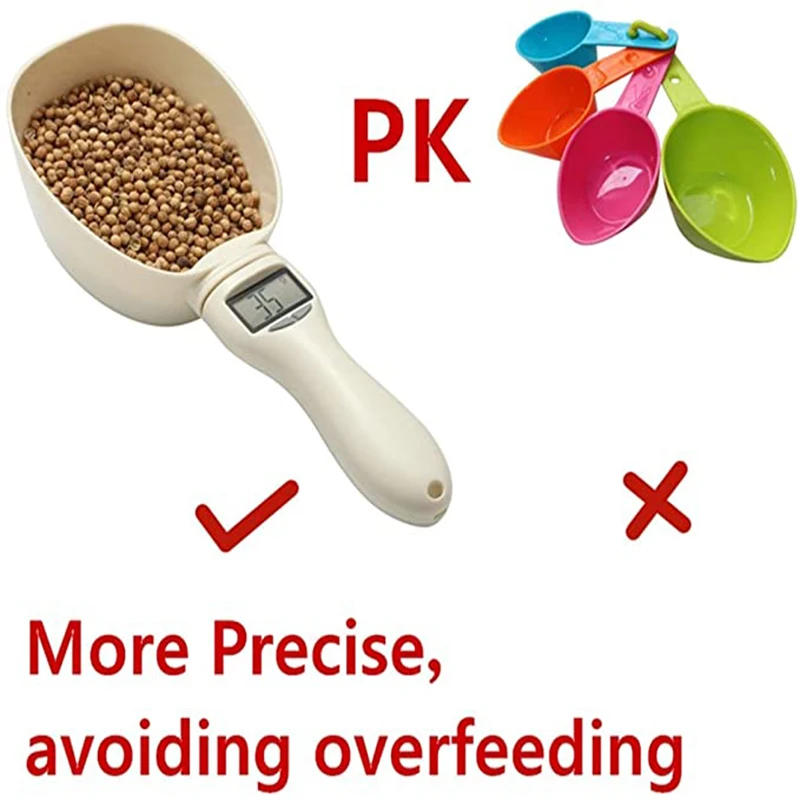 Измерительная ложка для корма Pet Food Scoop Precise Dog Cat с съемной ложкой-совком и цифровыми весами для пищи с ЖК-дисплеем.