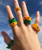 ins trendy frog rings for women girls sweet cute chick resin animal jewelry fashion finger ring travel jewelry gifts