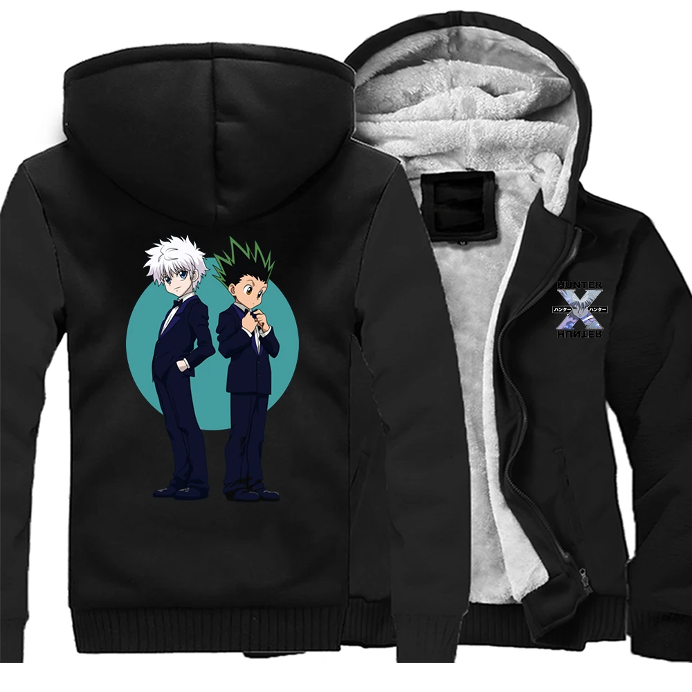 

HUNTER×HUNTER Japan Anime Warm Men Hoodie Jackets Freecss Fashion Sportswear Fitness Bomber Jackets HxH Men's Winter Outwear