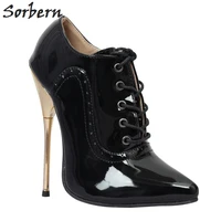 sorbern patent women pump stilettos gold metal heels pointe shoes trendy heels women basic pump heels for crossdresser