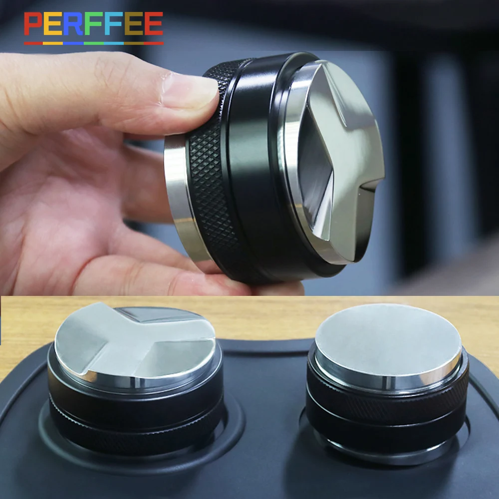 51/53/58mm Coffee Distributor Tamper Adjustable Dual Head 2 in 1 Espresso Powder Hammer for | Дом и сад