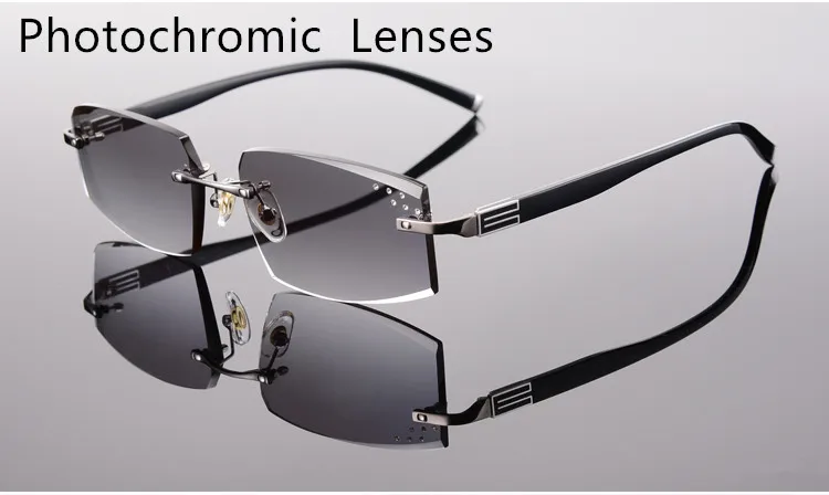 Grey Photochromic EAGWOO, солнцезащитные очки без оправы, MR-8, солнцезащитные очки с линзами, очки по рецепту, цветные линзы, антибликовые, анти-УФ, новинка 258038 - Цвет линз: Grey Photochromic