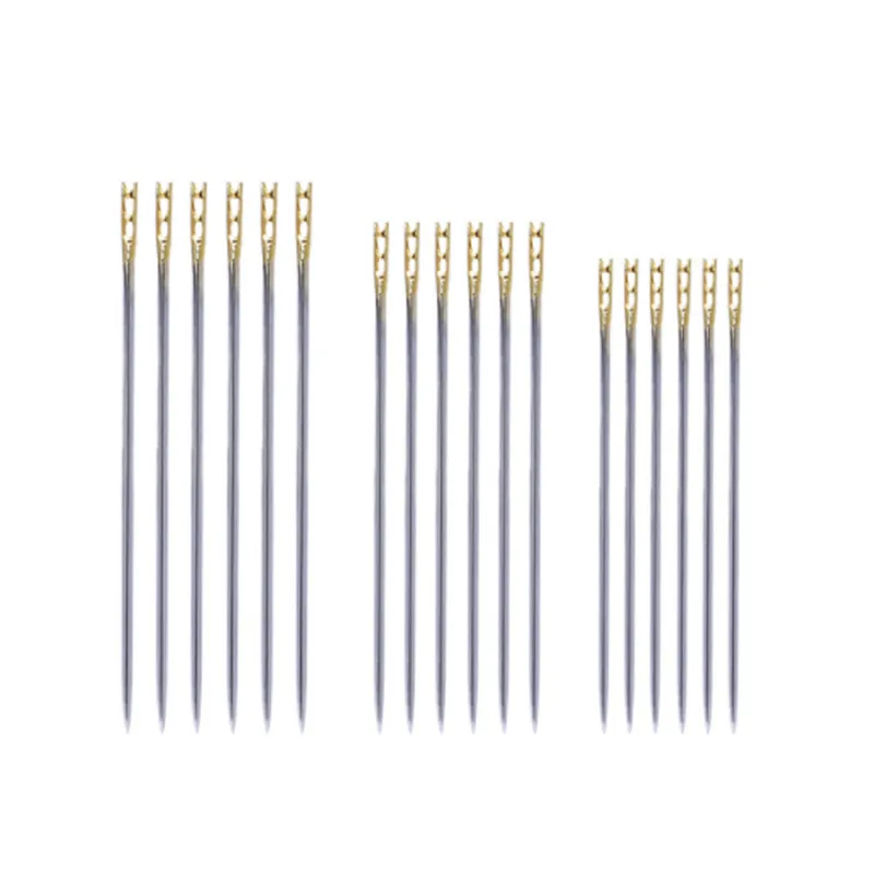 

12/24/36/48Pcs Stainless Steel Fast Automatic Threading Needle DIY Sewing Needle Free Perforation Hand Sewing Tool
