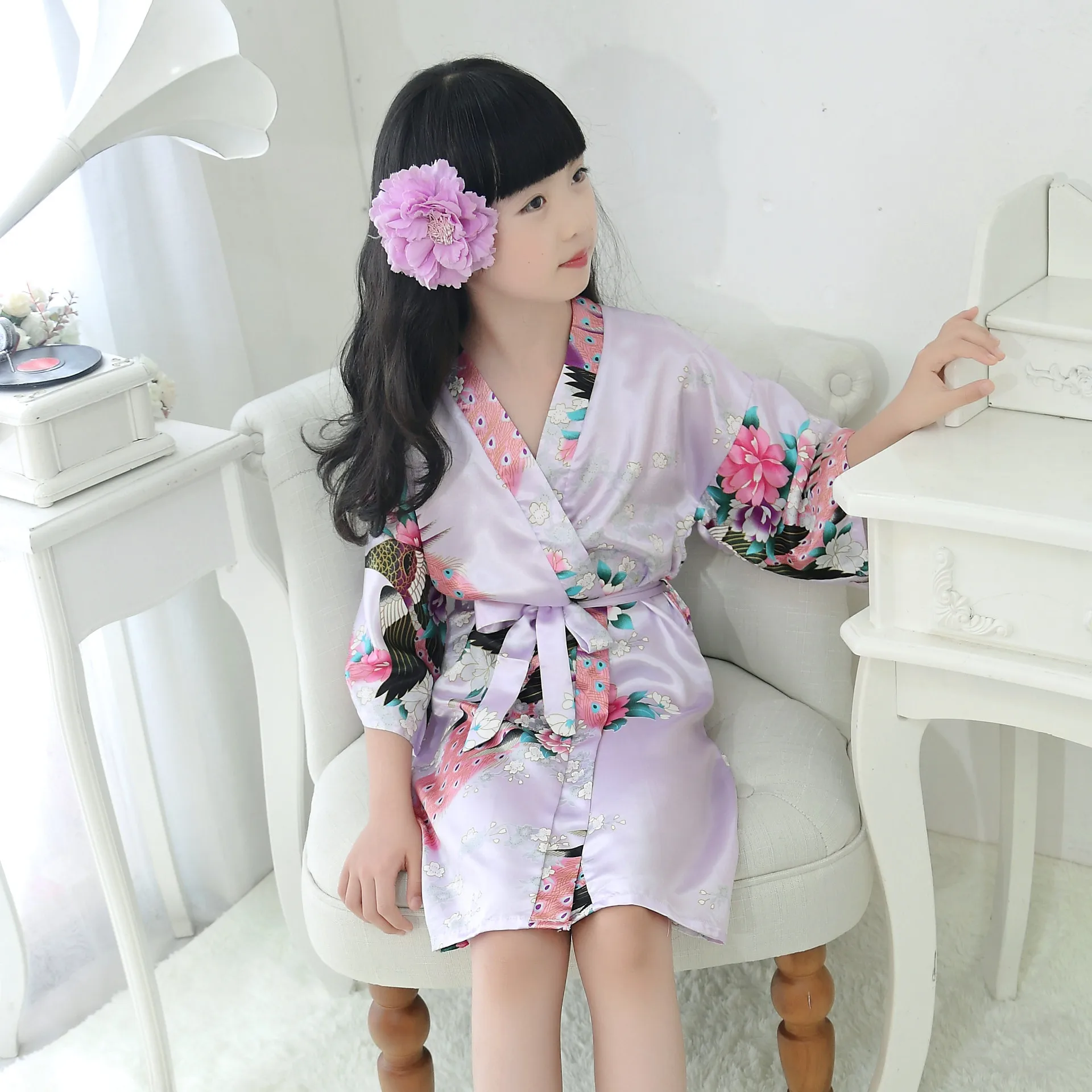 

Summer Girls Robes Silk Dresses Bathrobe Pajamas Kimono Clothing for Kids Children Clothes Nightgown Baby Bathrobe Night Dress