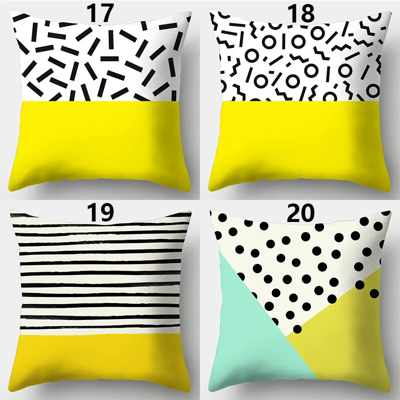 Желтый чехол для подушки WZH с геометрическим рисунком 45x45 см декоративная подушка