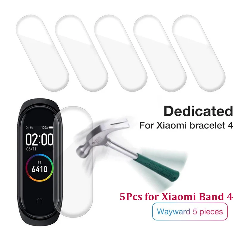 5Pcs Xiaomi Band 4 5 шт. для Xiaomi Mi Band 2 HD прозрачная защитная пленка для экрана Мягкий ТПУ гидрогель Смарт часы браслет защитные пленки - Цвет: 5Pcs Xiaomi Band 4