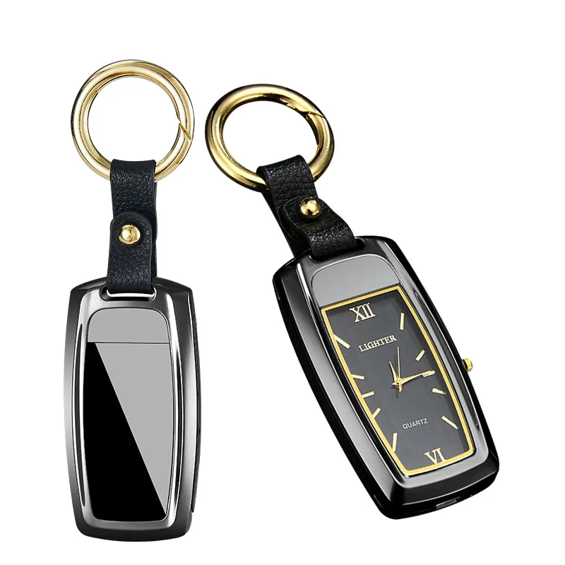 Многофункциональный USB электрическая сигаретная плазма дуговая зажигалка брелок светодиодный фонарик часы электронные зажигалки гаджеты для мужчин