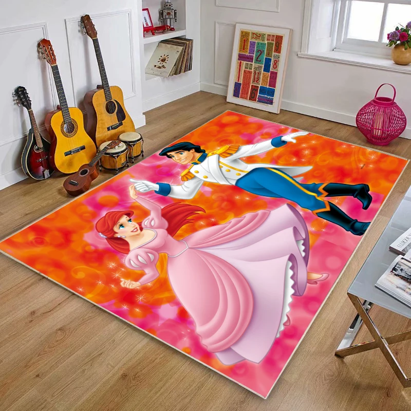 

Disney Cinderella Mermaid Princess Belle Arlo Play Mat for Kids Non-slip Carpet Baby Crawling Carpet Kids Girls Room Rug