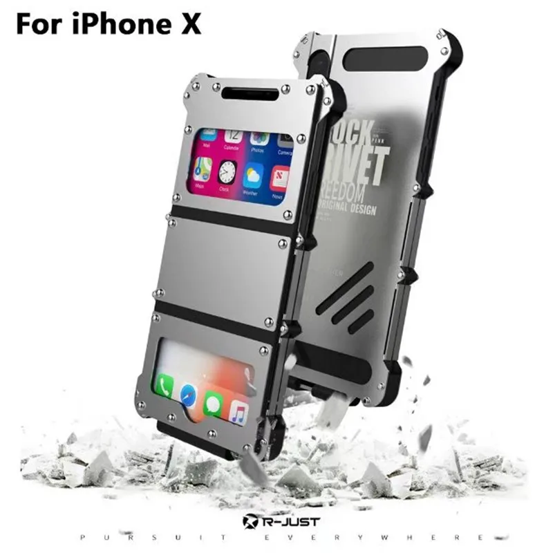 

Luxury Doom Armor Shock Drop proof New Phone Stainless steel metal flip case for iphone XS X 6 6s 7 8 plus SE 2020 King case