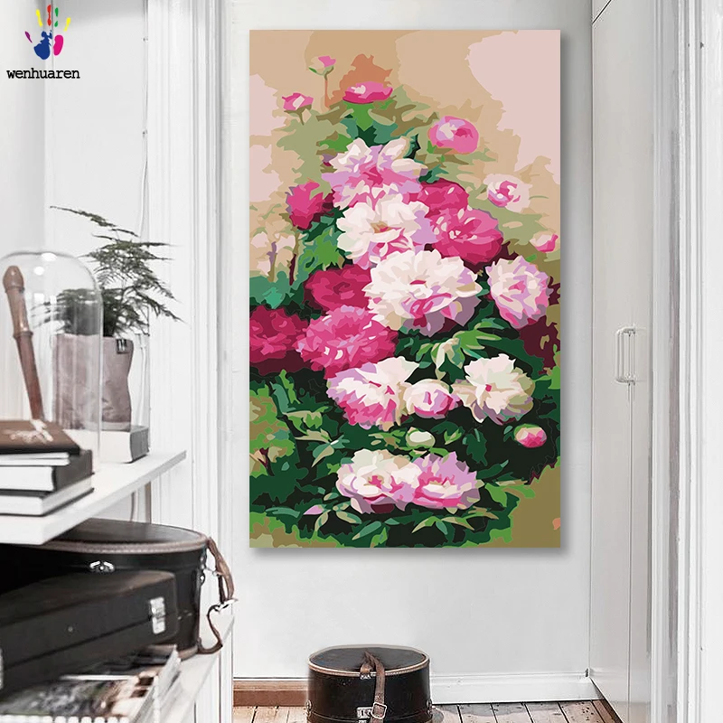 DIY картинки для раскраски по номерам с цветами Пион цветок иллюстрация Картина