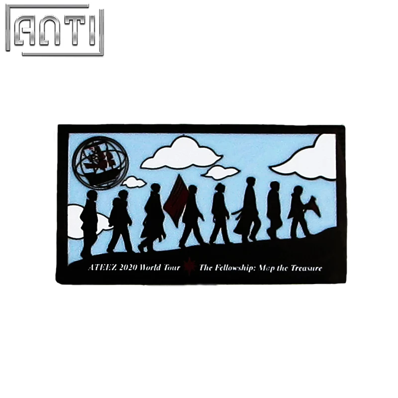 

Custom hard enamel Totoro Anime gray color Lift up lotus black nickel hard enamel lapel pin