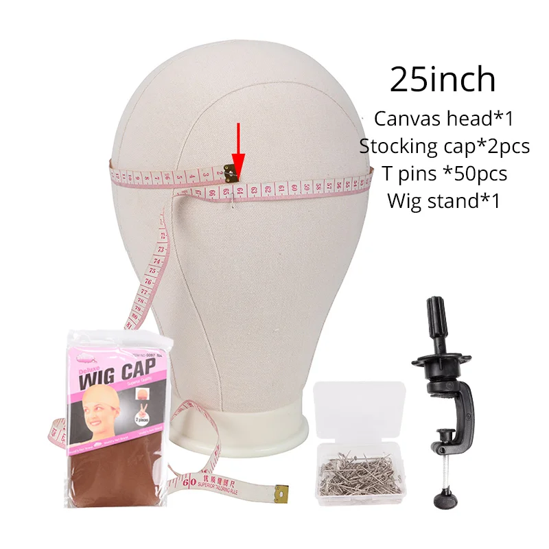25 Inch Plussign ткани пробковый холст блок голова с держатель подставки для парика набор обучения манекен голова манекена Модель парик делая голову 2"-25" - Цвет: 25 Inch