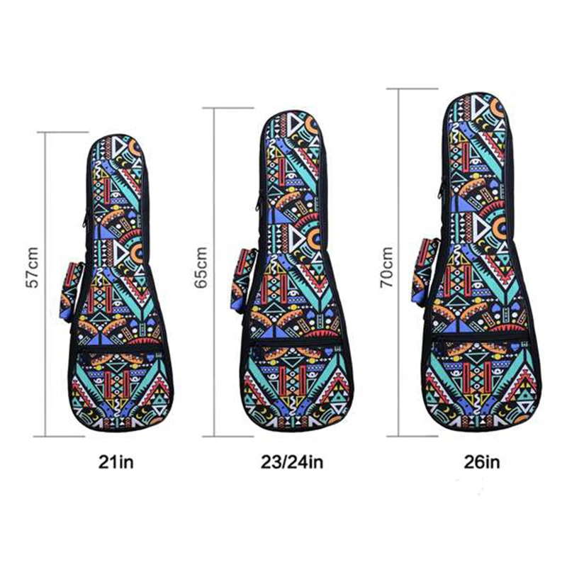 

26 Inch Double Strap Hand Folk Ukulele Carry Bag Blue-Graffiti & Tenor Acoustic 26 Inch Ukulele 4 Strings Guitar