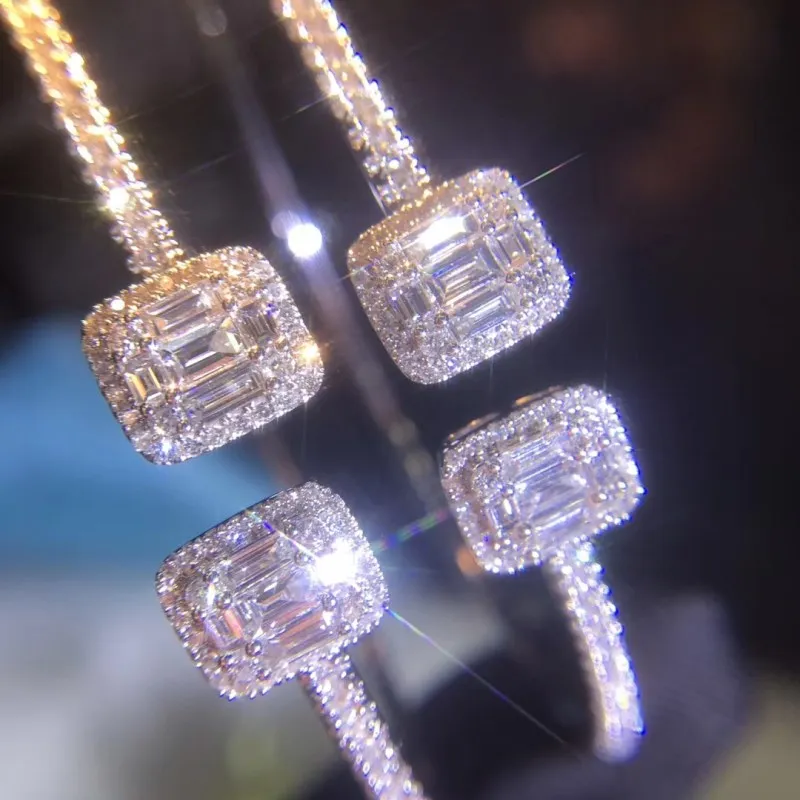 AEAW, цельный, 18 К, белое золото, 0,98ct, F цвет, натуральный бриллиант, роскошный бриллиантовый браслет, обручальный, свадебный браслет для женщин