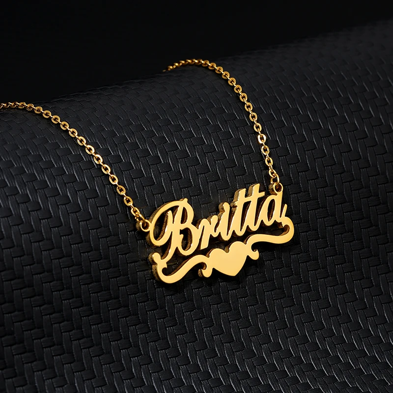 Заказное имя Сердце ожерелье персонализированные украшения из нержавеющей