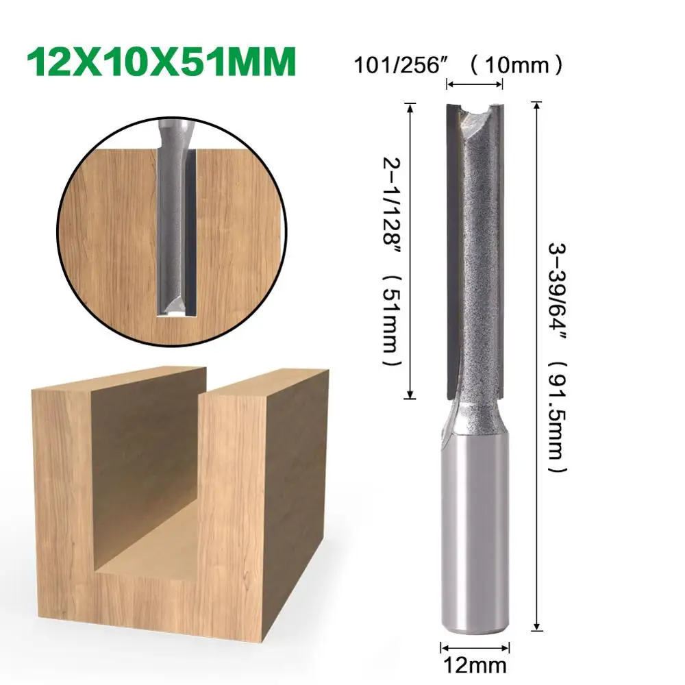 1pc 12mm Shank 2 flute straight bit Woodworking Tools Router Bit for Wood Tungsten Carbide endmill milling cutter - купить по