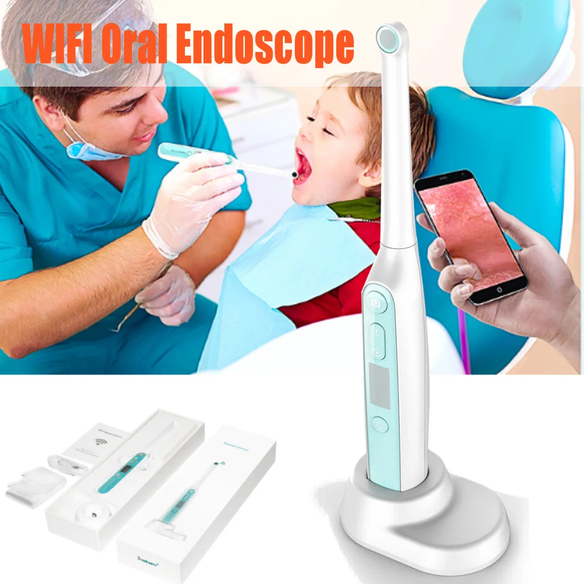 

Wi-Fi, Беспроводной стоматологический Камера HD интраоральный эндоскоп с 8 светодиодными лампами для стоматолога в режиме реального времени в...