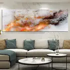 Картина маслом, большая, светло-серая, желтая, абстрактная, с разноцветными облаками, пейзаж, Настенная картина для гостиной, домашний декор