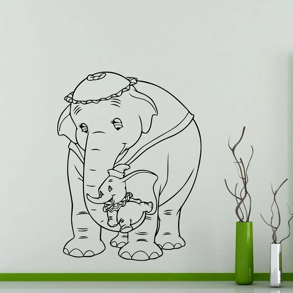 Виниловая наклейка на стену с изображением слона из мультфильма для маленьких