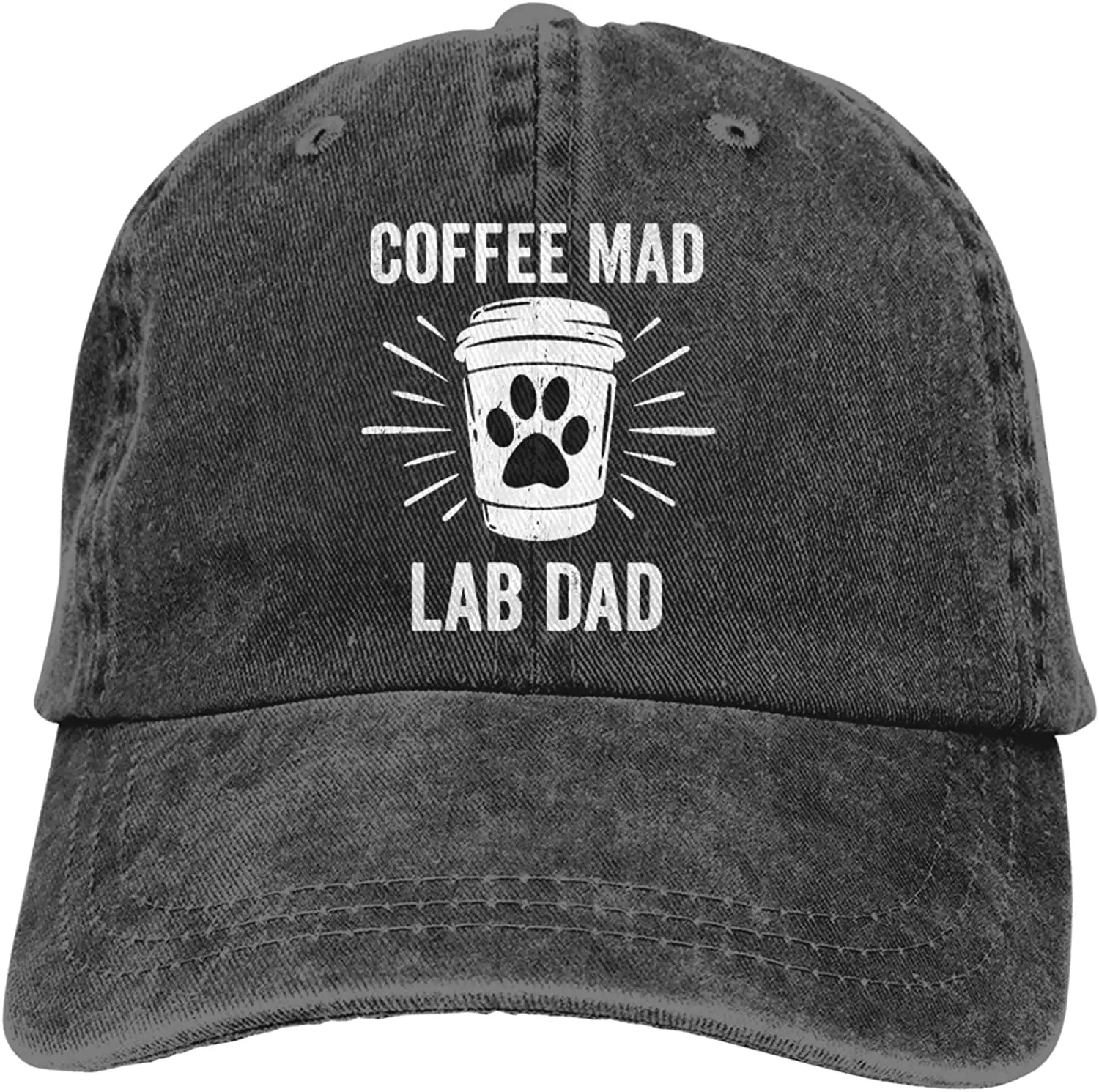 

Labrador and Coffee Mens Unisex Baseball Cap Dad hat Adjustable Vintage Washed Cotton Funny for Women Men