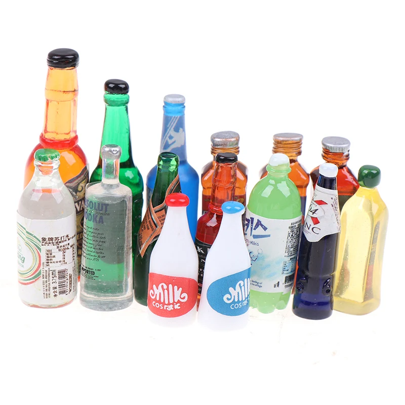 

5Pcs 1:12 Dollhouse Miniature Resin Drinks Bottles Model Dolls Kitchen Accessories Color Random