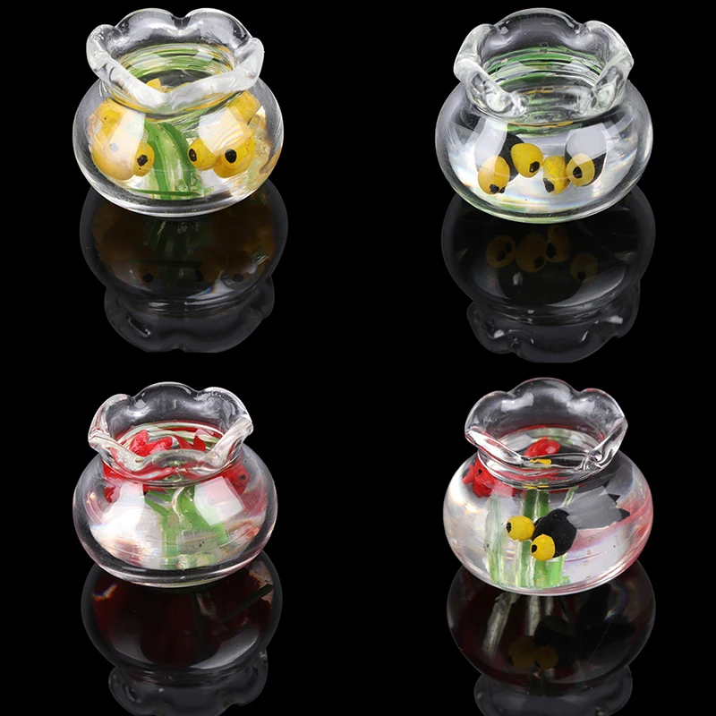 Прозрачный стеклянный аквариум для рыб детские игрушки ролевая мебель 1:12