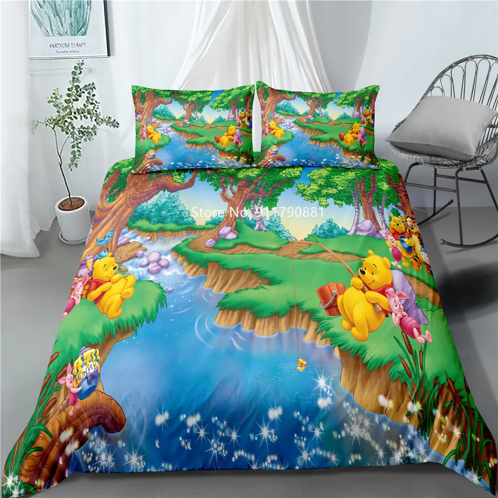 

Disney Winnie The Pooh Tigger Piglet Bedding Cute Duvet Quilt Cover and Pillowcase Children's Bedroom Decoration Colorful Print