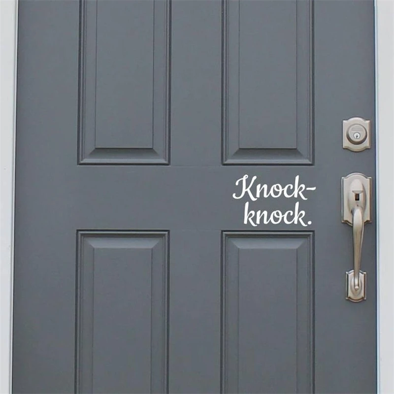 

Knock knock Front Door Greeting sticker New House Home Decoration Vinyl waterproof Decal Car Truck Laptop Phone Yeti Decal HQ214