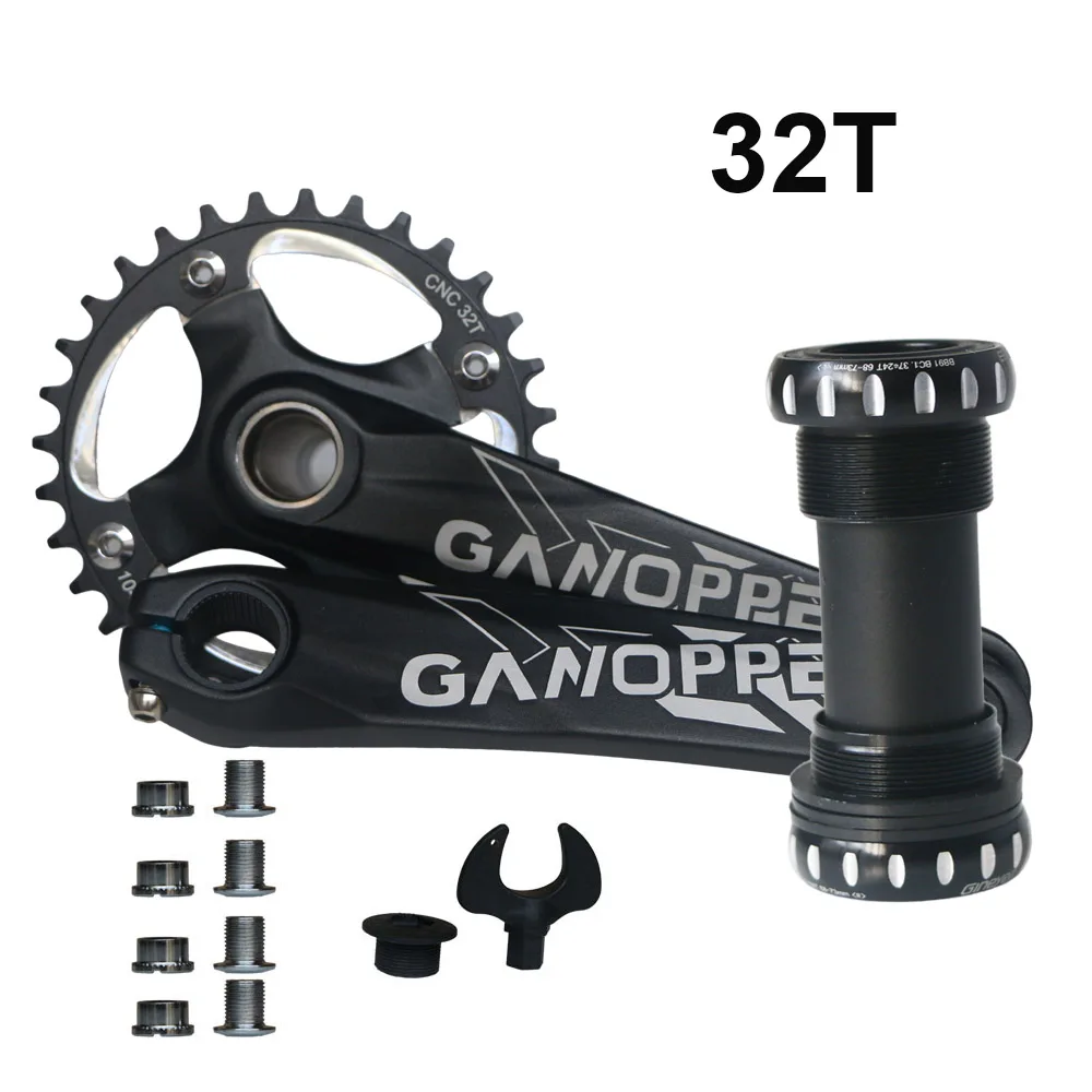 Цельнокроеный MTB интегрированный набор Шатунов 9S 10 11S 175 с 32 T/34 T/36 T 38T 40T 42T круглая Звездочка 104BCD - Цвет: 32T black crank