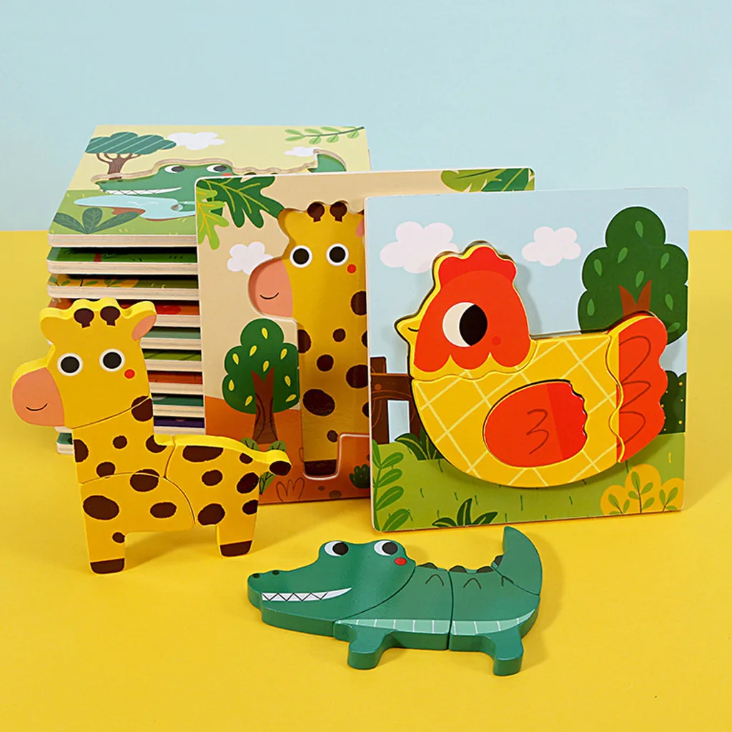 Деревянные головоломки с животными для малышей 1 2 3 лет мальчиков и девочек