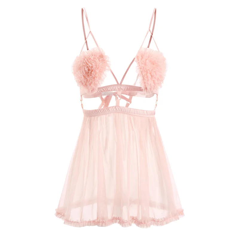 

New Short Summer Nightdress Thin Mesh Women's Nightgown Nightshirt Night Dress Women Sleeveless Sexy Nightwear