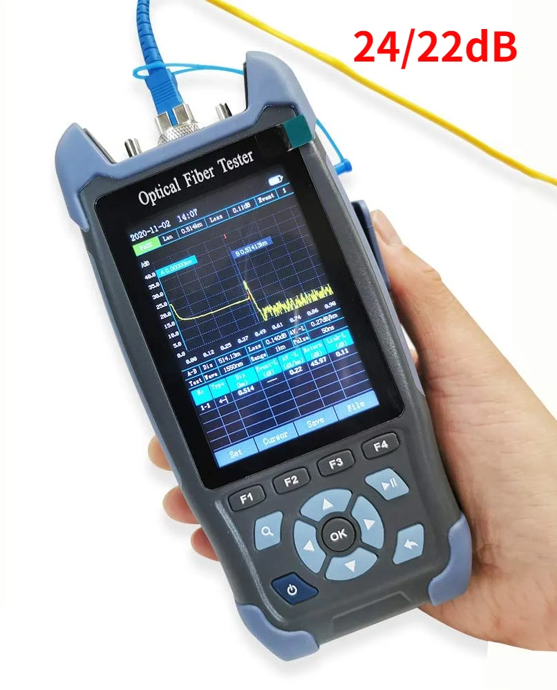 3.5 inch color  touch screen 24/22dB   RJ 45 cable TDR test, cable sequence test Optical power meter, Visual fault locator