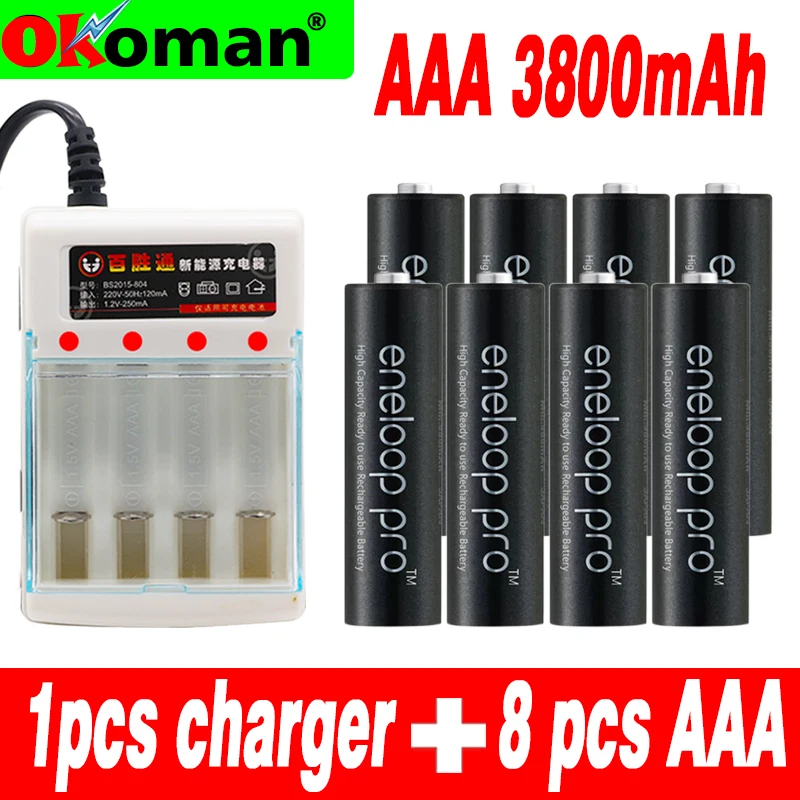 8 шт. аккумулятор Panasonic Eneloop Pro AAA 3800mAh 1,2 V ni-mh для камеры с зарядным устройством