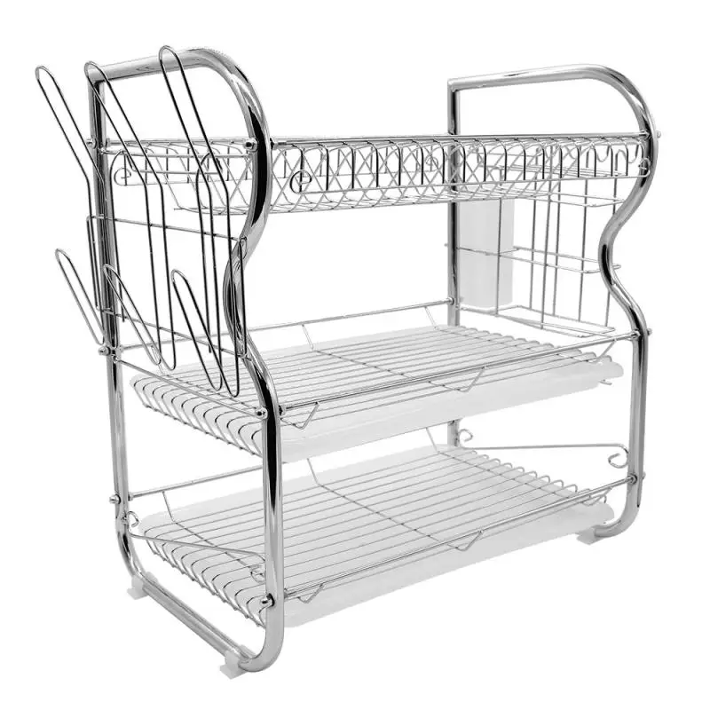 Dish Drainer Silver Stainless Rack Storage Shelf Washing Holder Basket Plated Knife Sink Drying Organizer Kitchen Tools HWC | Дом и сад
