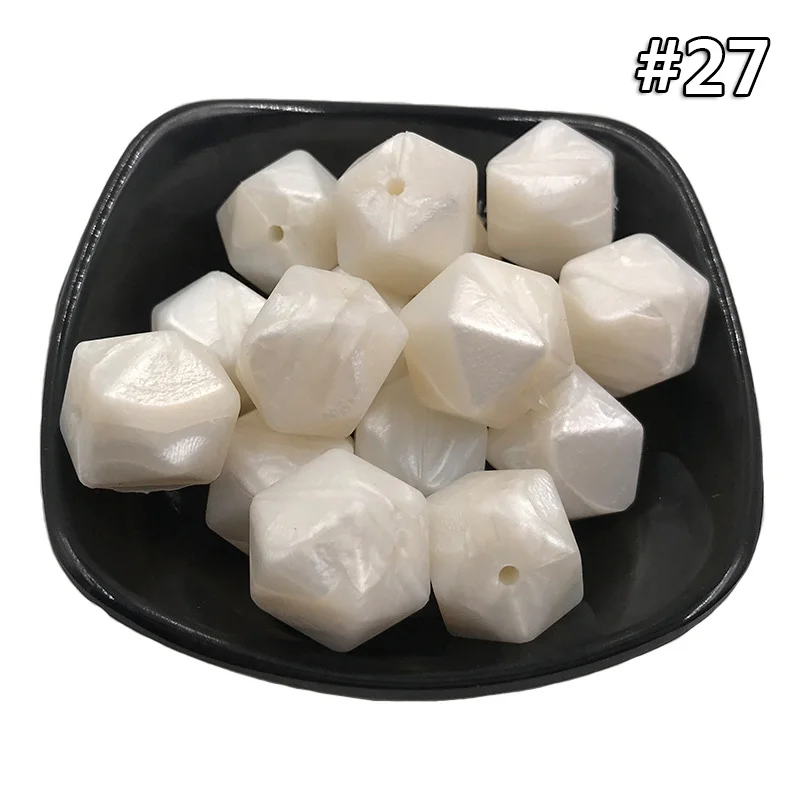 5PCS Beads 27 5 шт./компл. силиконовые шестигранные шарики 17 мм Силиконовые Шарики фитинг BPA бесплатно пищевого качества детские жевательные прорезыватели Прорезыватель Соска клип игрушка - Цвет: 5PCS Beads 27
