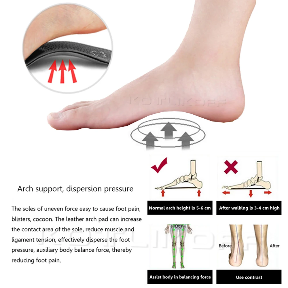 Leather Orthotics Insole For Shoes Sole Flat Foot Arch Support Varus Valgus O/X Leg Orthopedic Full/Half Shoe Pads Unisex