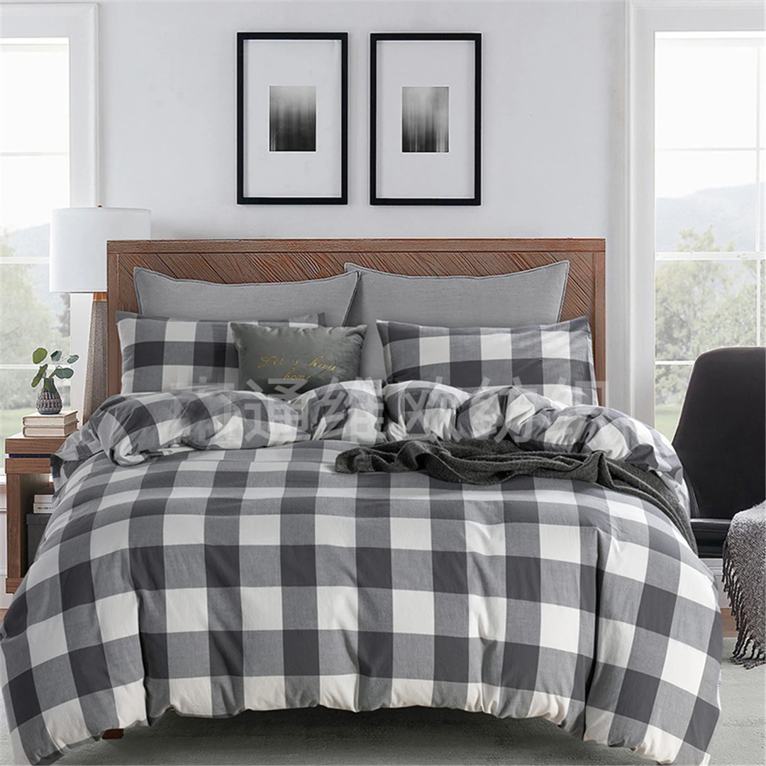 

Комплекты постельного белья в простом стиле с рисунком в клетку, Обложка для всей семьи, 3 предмета, высококачественные комплекты постельно...