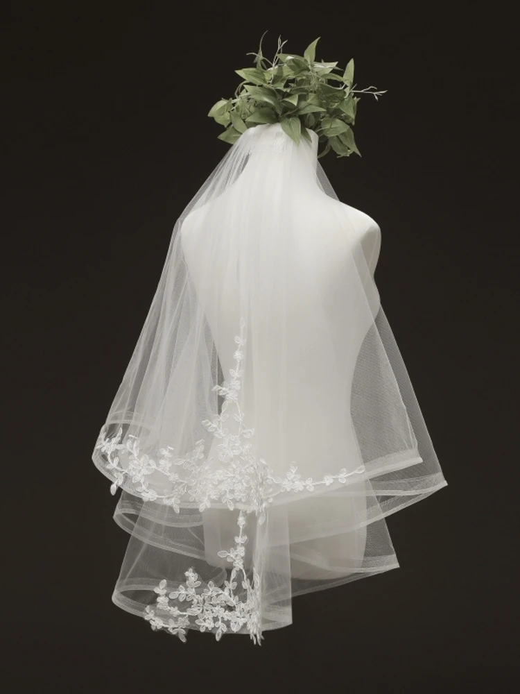 Свадебная фата с гребнем и кружевными краями два слоя | Свадьбы торжества