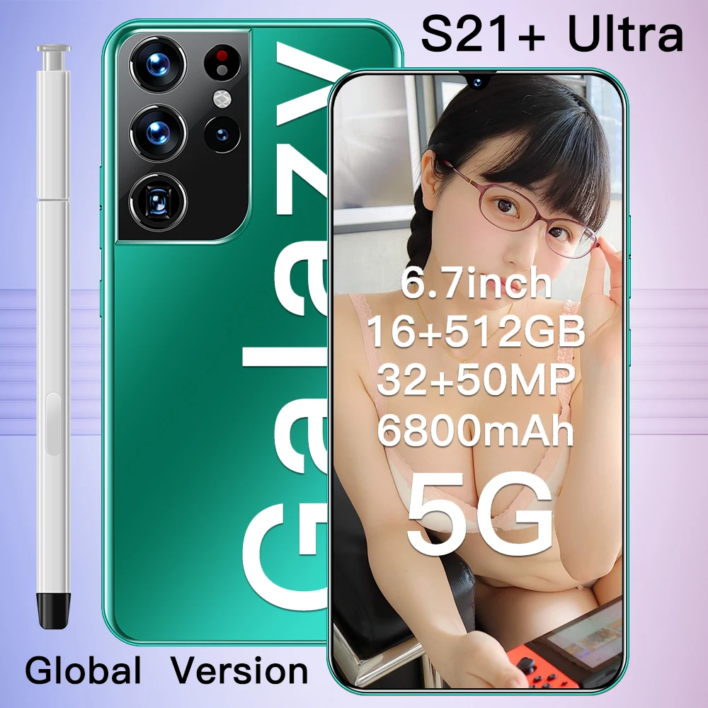 Смартфон глобальная версия SamsuG S21 + Ultra 6 7 дюйма 8 256 ГБ Android 32 50 МП аккумулятор 6800 мАч