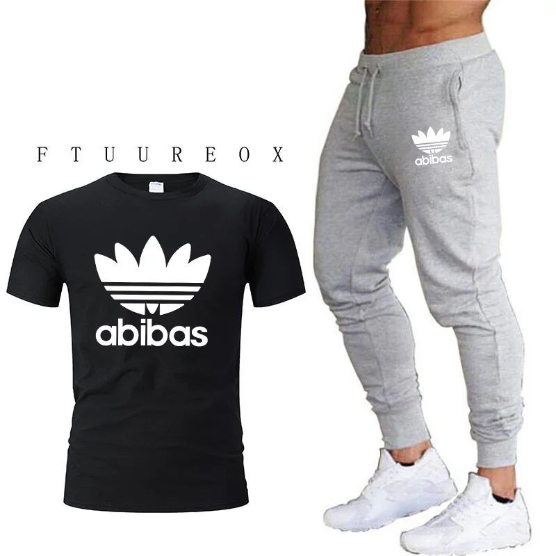 

Men's casual sportswear summer sportswear two-piece T-shirt brand track suits men's sportswear sports suits fitness suits
