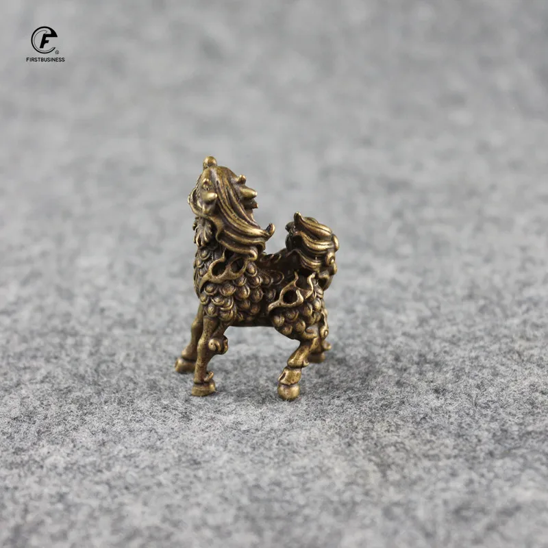 Старинные Бронзовые Настольные Украшения в виде китайского зверя Qi Lin старинные