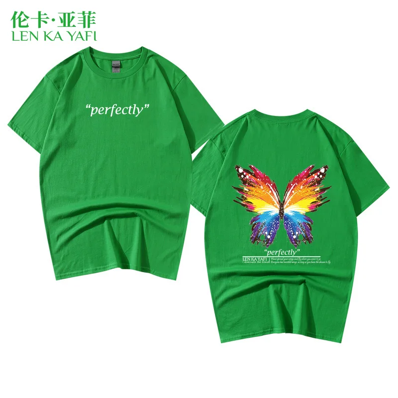 

Мужская хлопковая футболка с коротким рукавом, с принтом бабочки