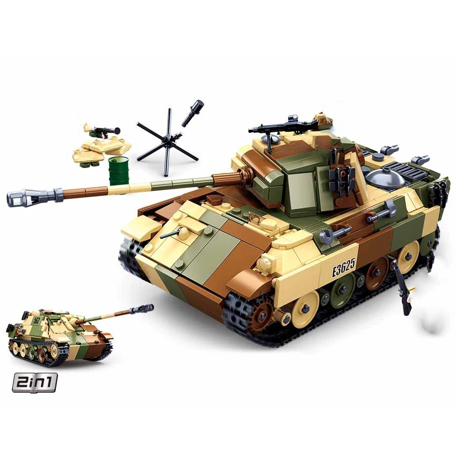 2021 2 мировая война армия солдат немецкая пантера модель танка строительные блоки