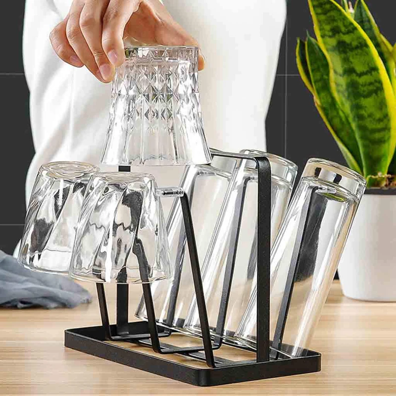 

1 шт. креативная кухонная железная стеклянная подставка для чашек держатель Полка для сушки подвесной сливной стеллаж для хранения домашни...