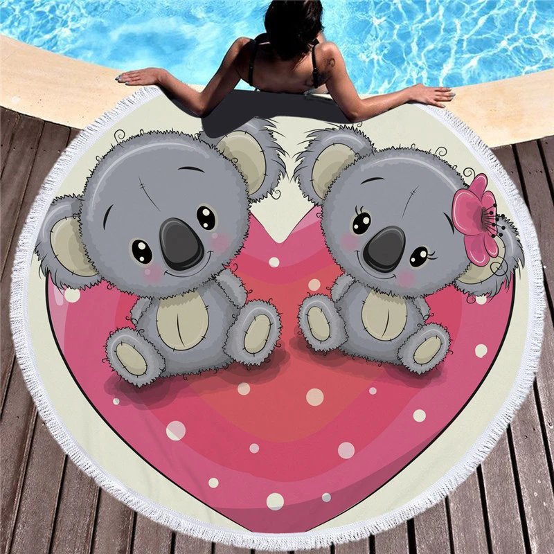 XC USHIO милое пляжное полотенце Koala с кисточкой Подарочное банное полотенце для детей любителей 450 г микрофибра 150 см одеяло для пикника йоги ковер