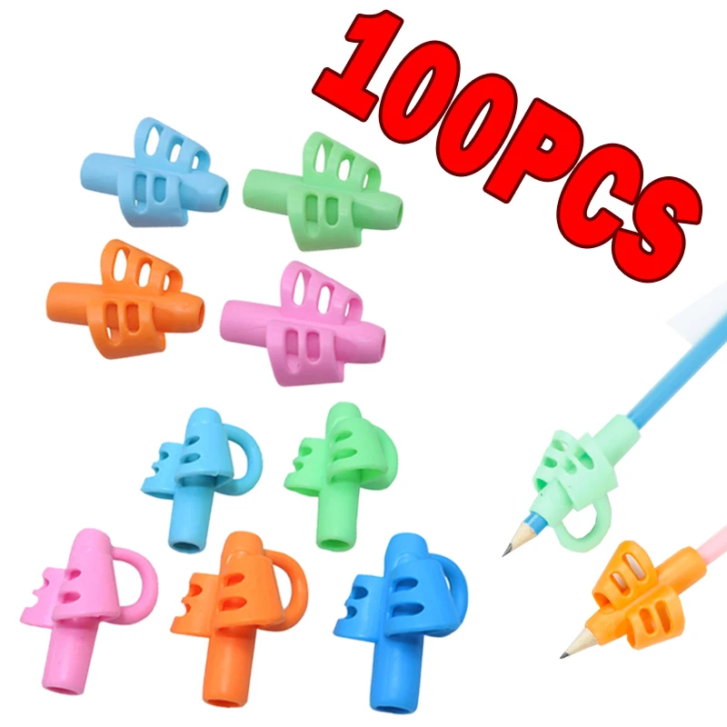 100pcs Children'S Writing Pen Holder Learning And Practicing Silicone Assisted Holding Pen Posture Corrector Student Supplies