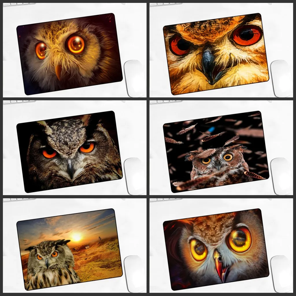 Игровой коврик для мыши XGZ с рисунком совы нескользящий из натурального каучука
