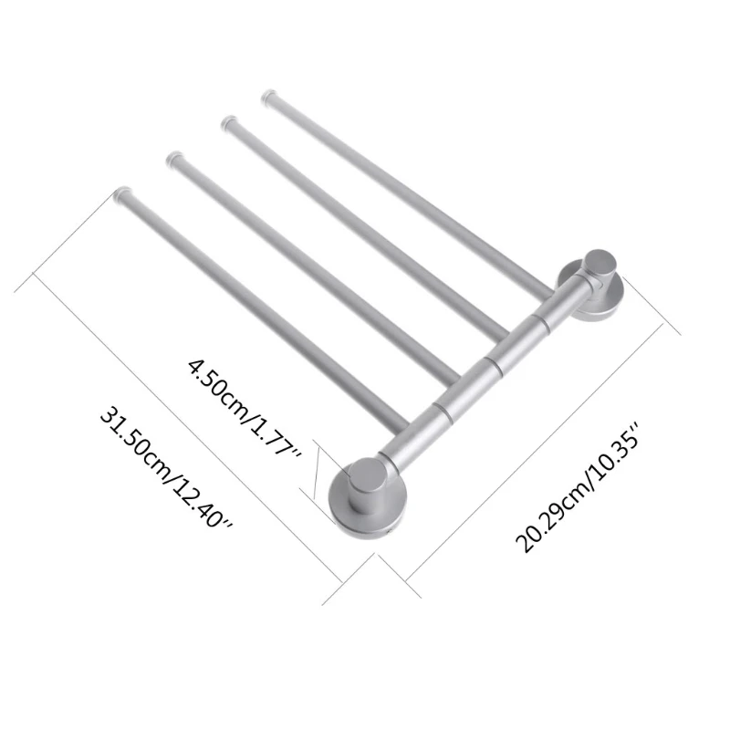 

Bath Bathroom Towel Bar Rack 4 Rotating Hanger Wall Mount Towel Storage Holder